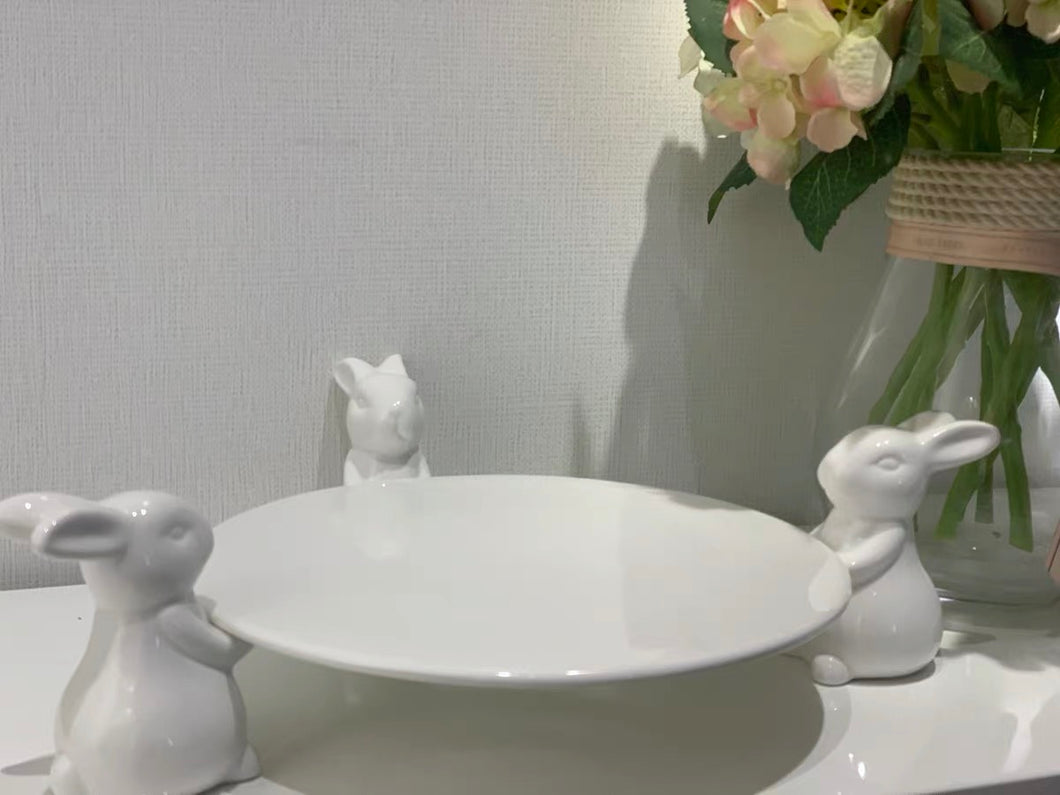 Ceramic Bunny / Rabbit Serving Cake Platter (2 sizes)